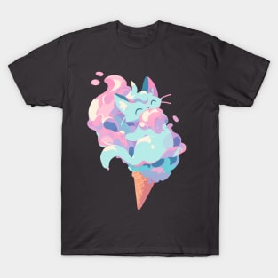 Ice cream cat blue colour T-Shirt